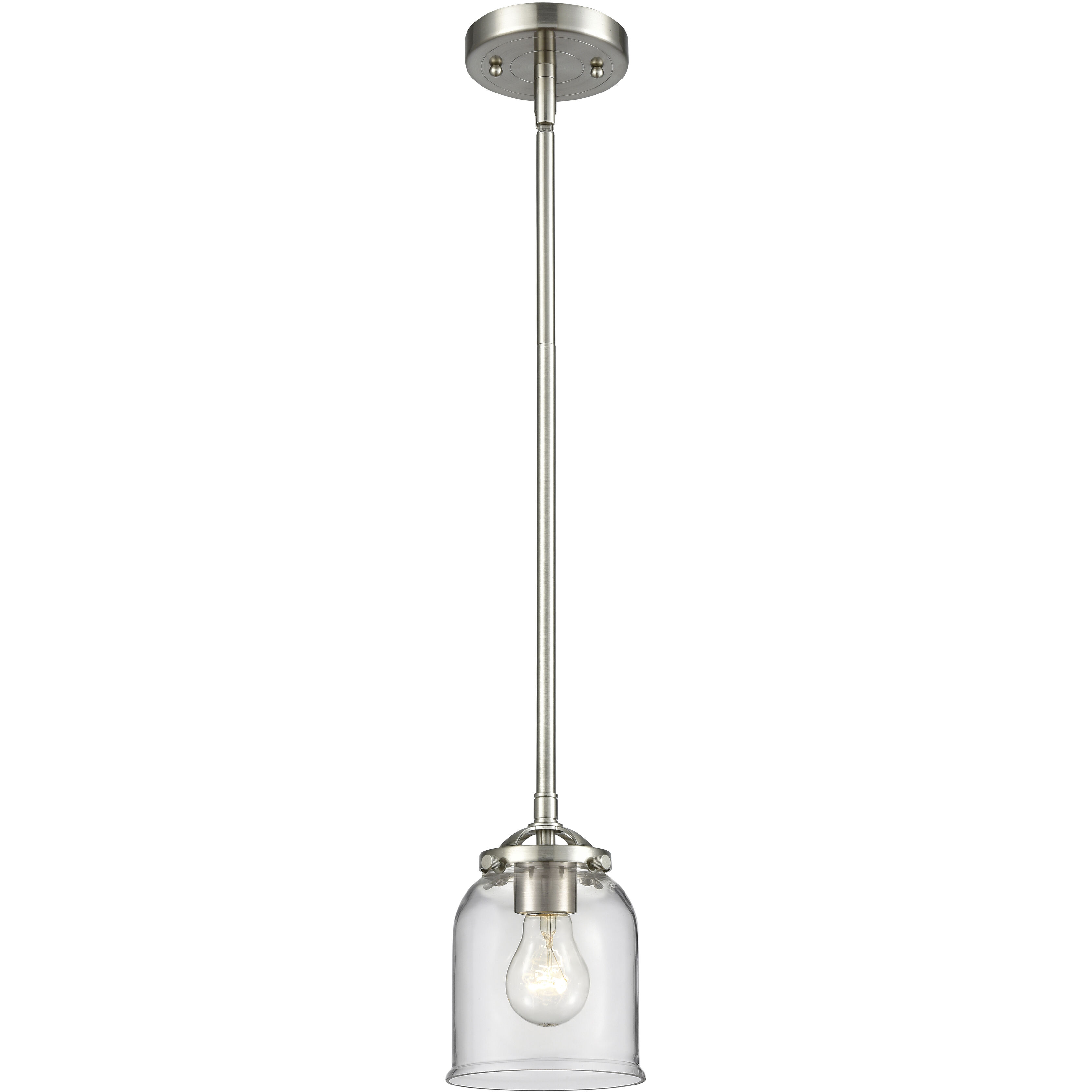 Nouveau Bell LED 5 inch Brushed Satin Nickel Mini Pendant Ceiling Light in Clear, Nouveau