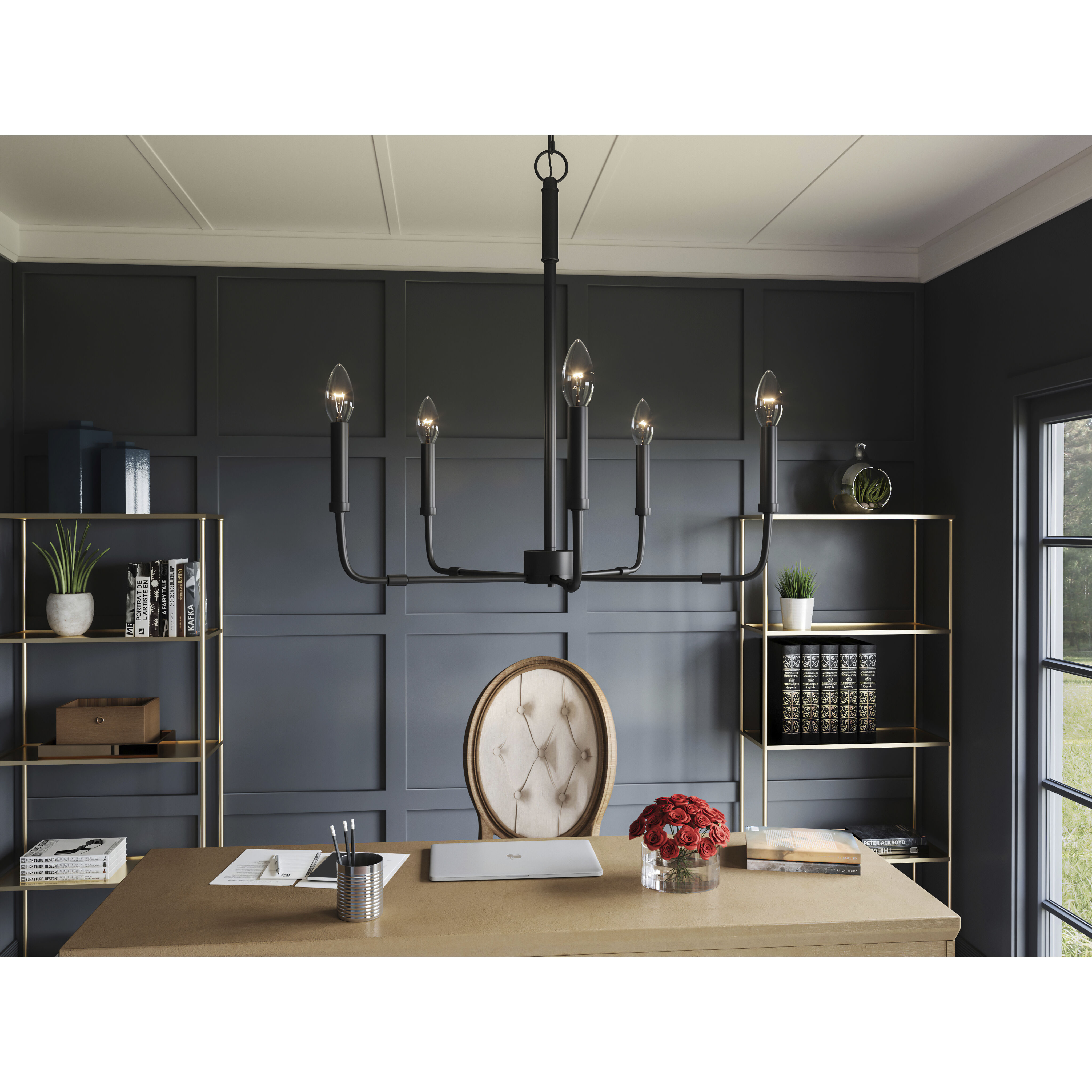 Abner 5 Light 24 inch Matte Black Chandelier Ceiling Light