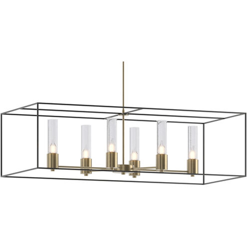 Portico 6 Light 42 inch Soft Gold and Black Pendant Ceiling Light in Soft Gold/Black, Seeded Clear