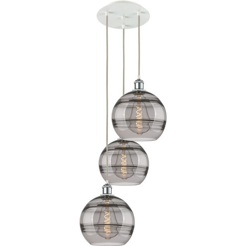 Ballston Rochester 3 Light 16.5 inch White Polished Chrome Cord Hung Multi Pendant Ceiling Light