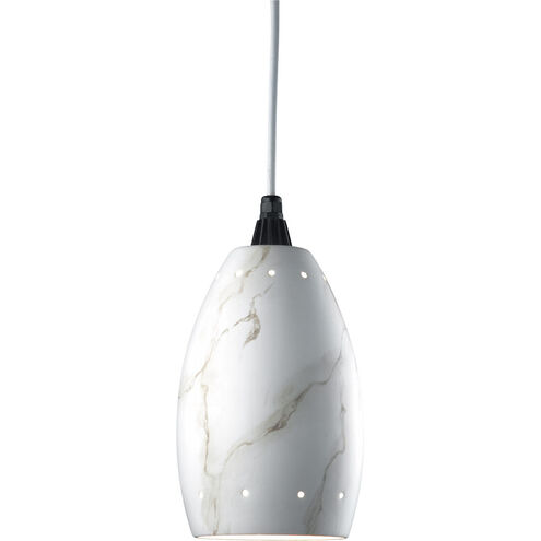Radiance 1 Light 7 inch Carrara Marble Pendant Ceiling Light in White Cord