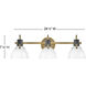 Argo 3 Light 24.5 inch Heritage Brass with Black Vanity Light Wall Light