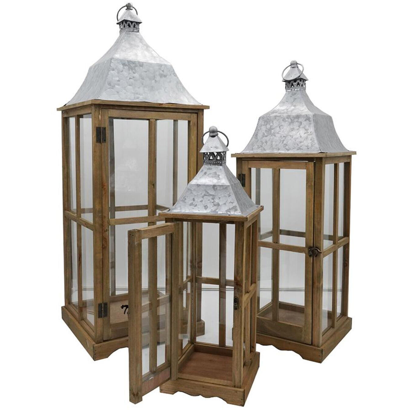Window 12.6 inch Brown Lantern, Set of 3