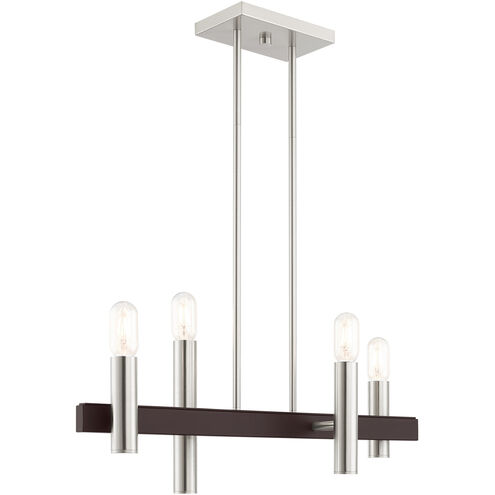 Helsinki 4 Light 8 inch Brushed Nickel with Bronze Accents Chandelier Ceiling Light