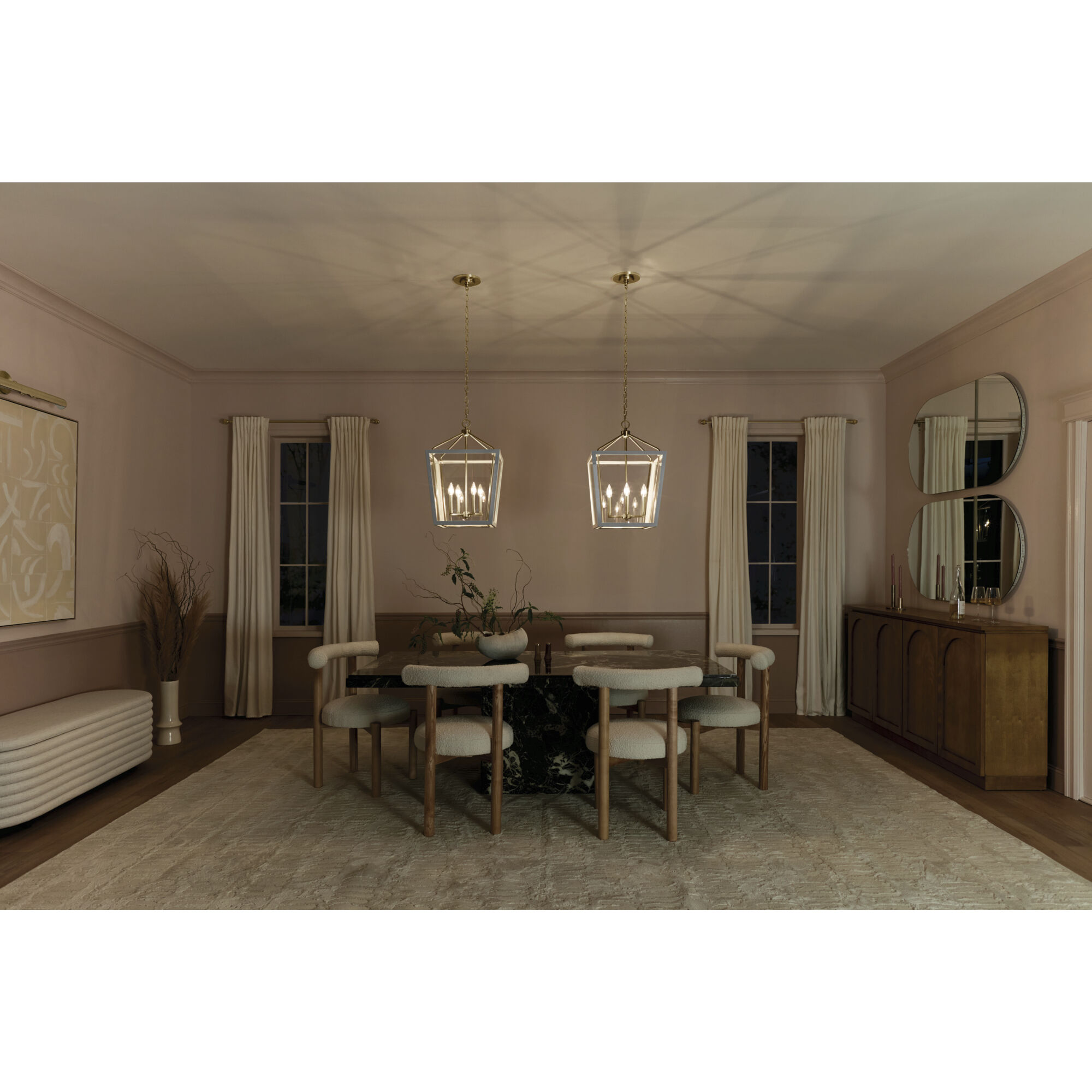 Delvin 4 Light 16 inch Champagne Bronze with White Foyer Pendant Ceiling Light