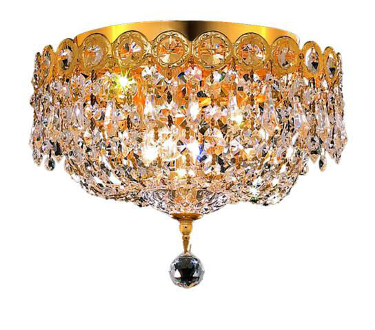 Century 3 Light 10 inch Gold Flush Mount Ceiling Light in Royal Cut