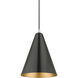 Dulce 1 Light 10 inch Shiny Black with Polished Chrome Accents Pendant Ceiling Light