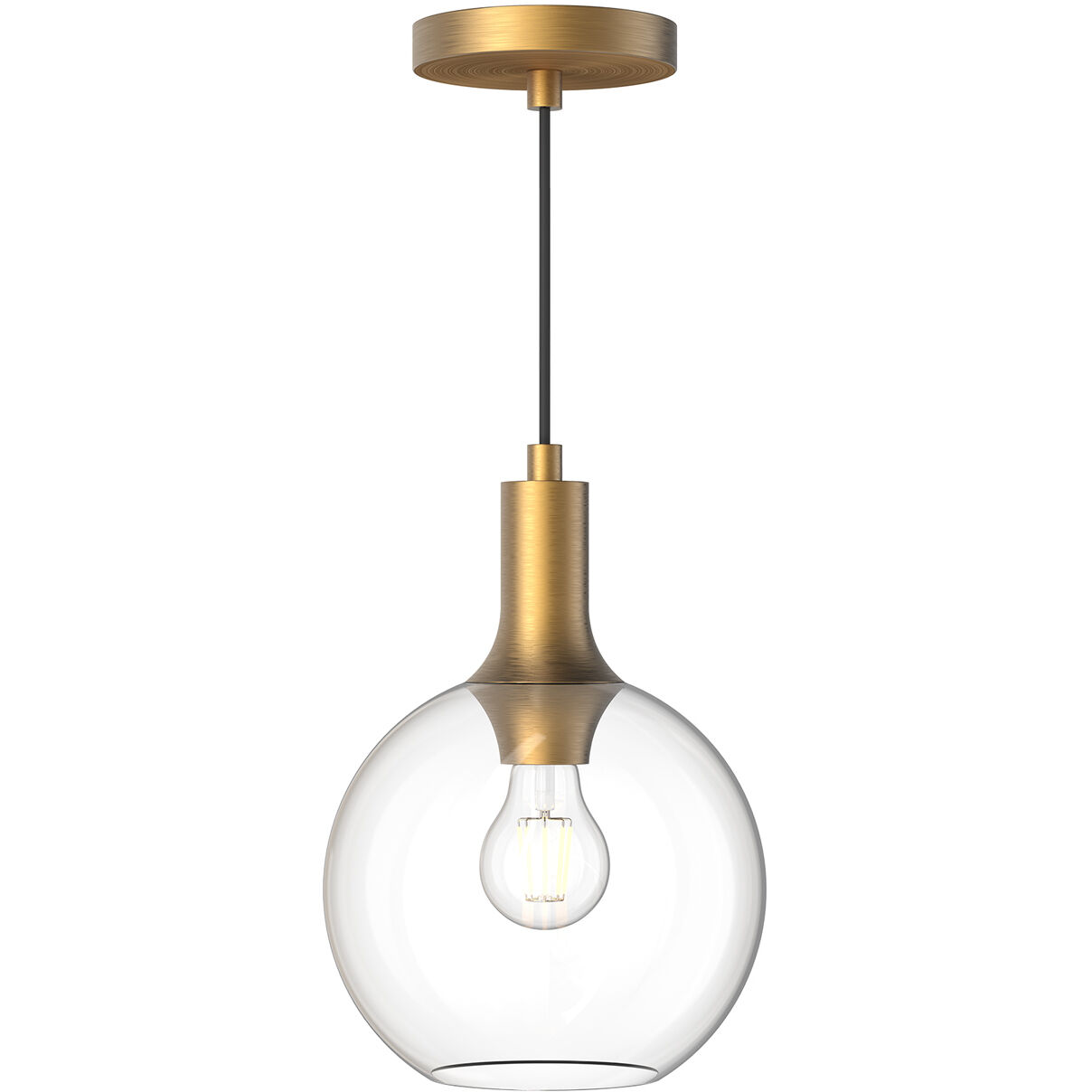 Alora Mood Castilla Pendant Ceiling Light in Aged Gold, Clear Glass