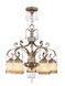 La Bella 5 Light 28 inch Hand Painted Vintage Gold Leaf Chandelier Ceiling Light