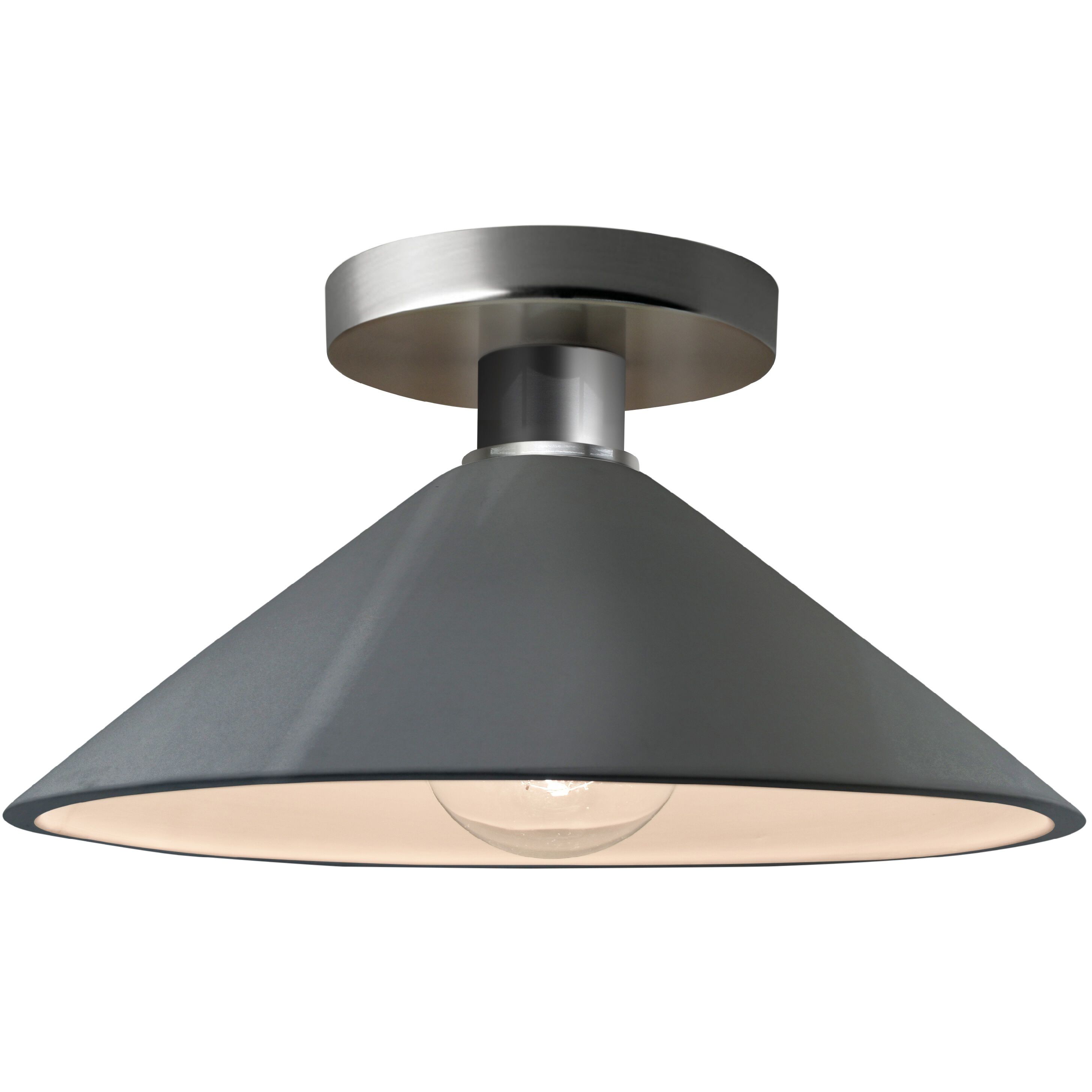 Radiance 1 Light 11.75 inch Gloss Grey and Brushed Nickel Semi Flush Ceiling Light