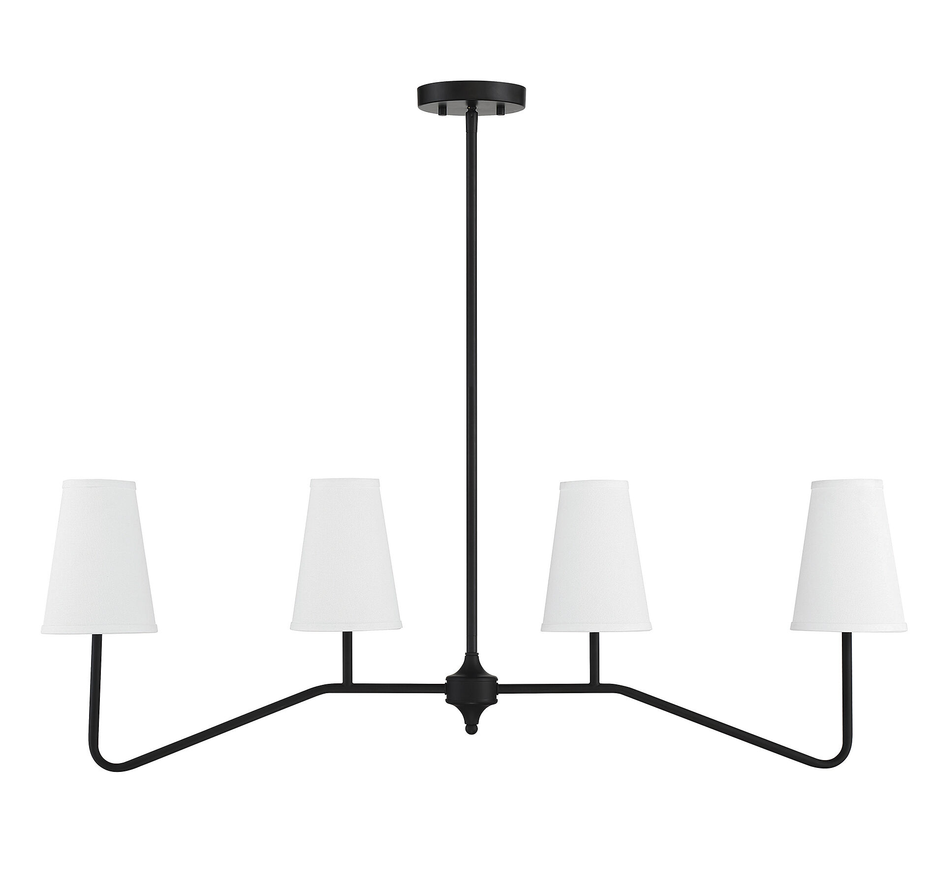 Modern 4 Light 40 inch Matte Black Linear Chandelier Ceiling Light