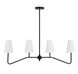 Modern 4 Light 40 inch Matte Black Linear Chandelier Ceiling Light