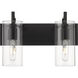 Auralume Press LED 16 inch Matte Black and Clear Bath Vanity Light Wall Light
