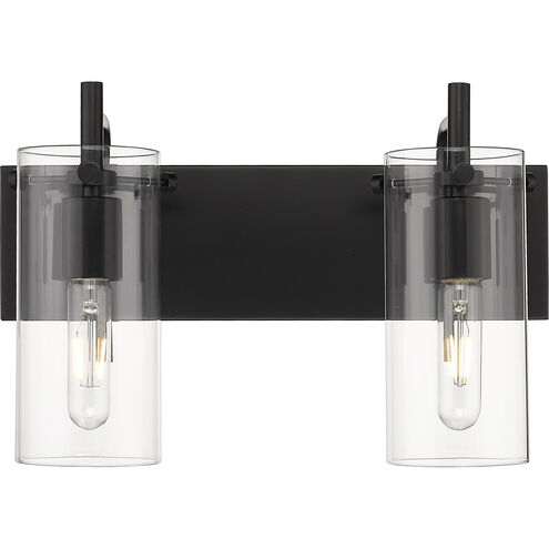 Auralume Press LED 16 inch Matte Black and Clear Bath Vanity Light Wall Light