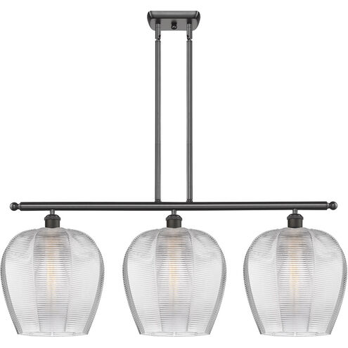 Ballston Norfolk LED 38 inch Oil Rubbed Bronze Island Light Ceiling Light in Clear Glass