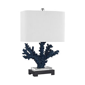 Quill 26 inch 150 watt Black/Navy Blue Table Lamp Portable Light in Incandescent, 3-Way