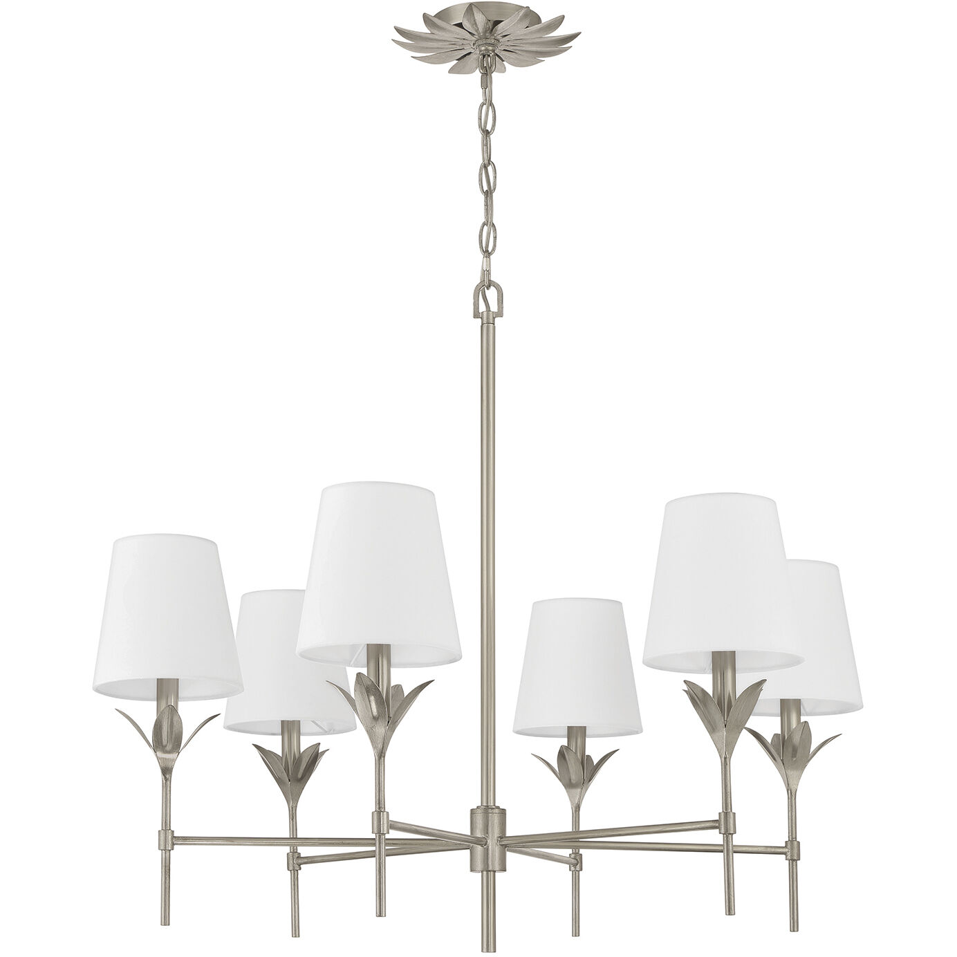 Broche 6 Light 32 inch Antique Silver Chandelier Ceiling Light