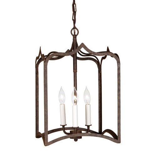 Gothic 3 Light 12 inch Rust Foyer Lantern Ceiling Light