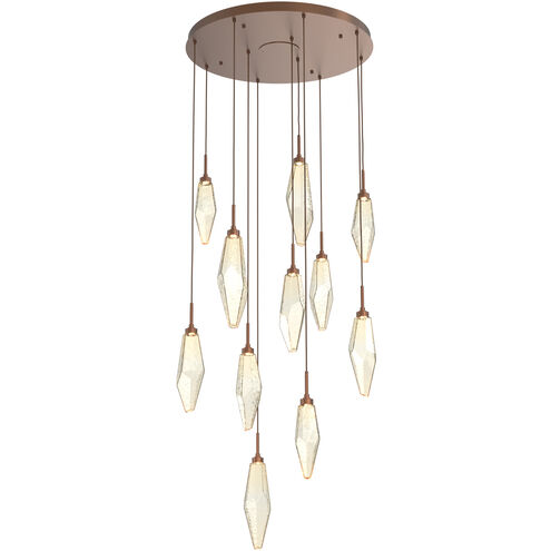 Rock Crystal LED 32.3 inch Burnished Bronze Chandelier Ceiling Light, Round Multi-Port