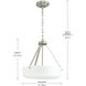 Lieon 3 Light 15.75 inch Brushed Nickel Convertible Pendant Ceiling Light