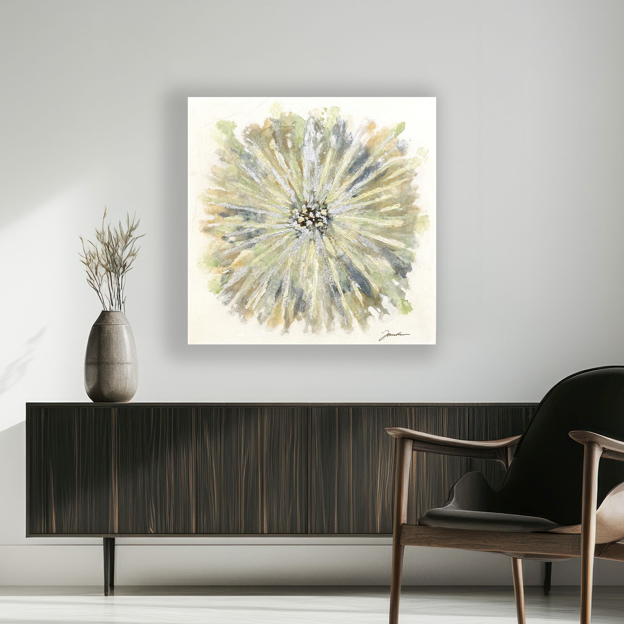 Dandelion Wall Green and Beige and Multi and Yellow Wall Sculpture, The Studio