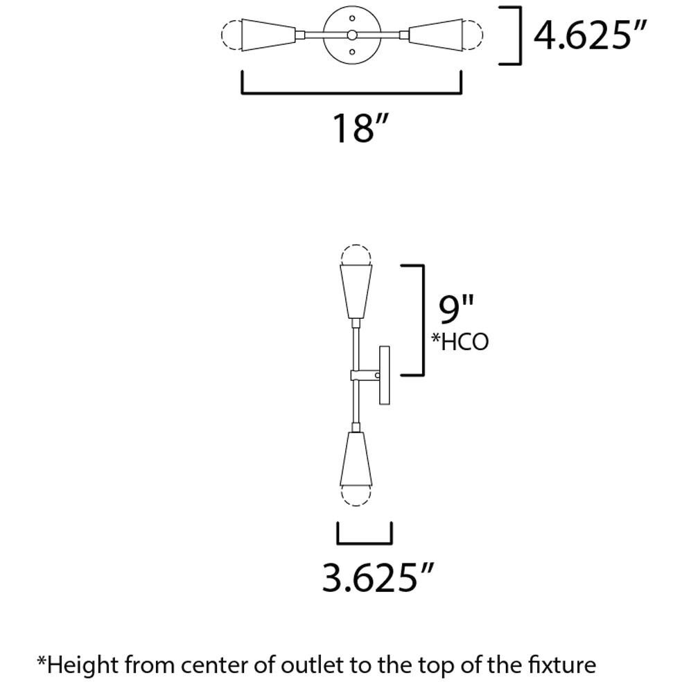 Lovell 2 Light 5 inch Black/Satin Brass ADA Wall Sconce Wall Light in Incandescent