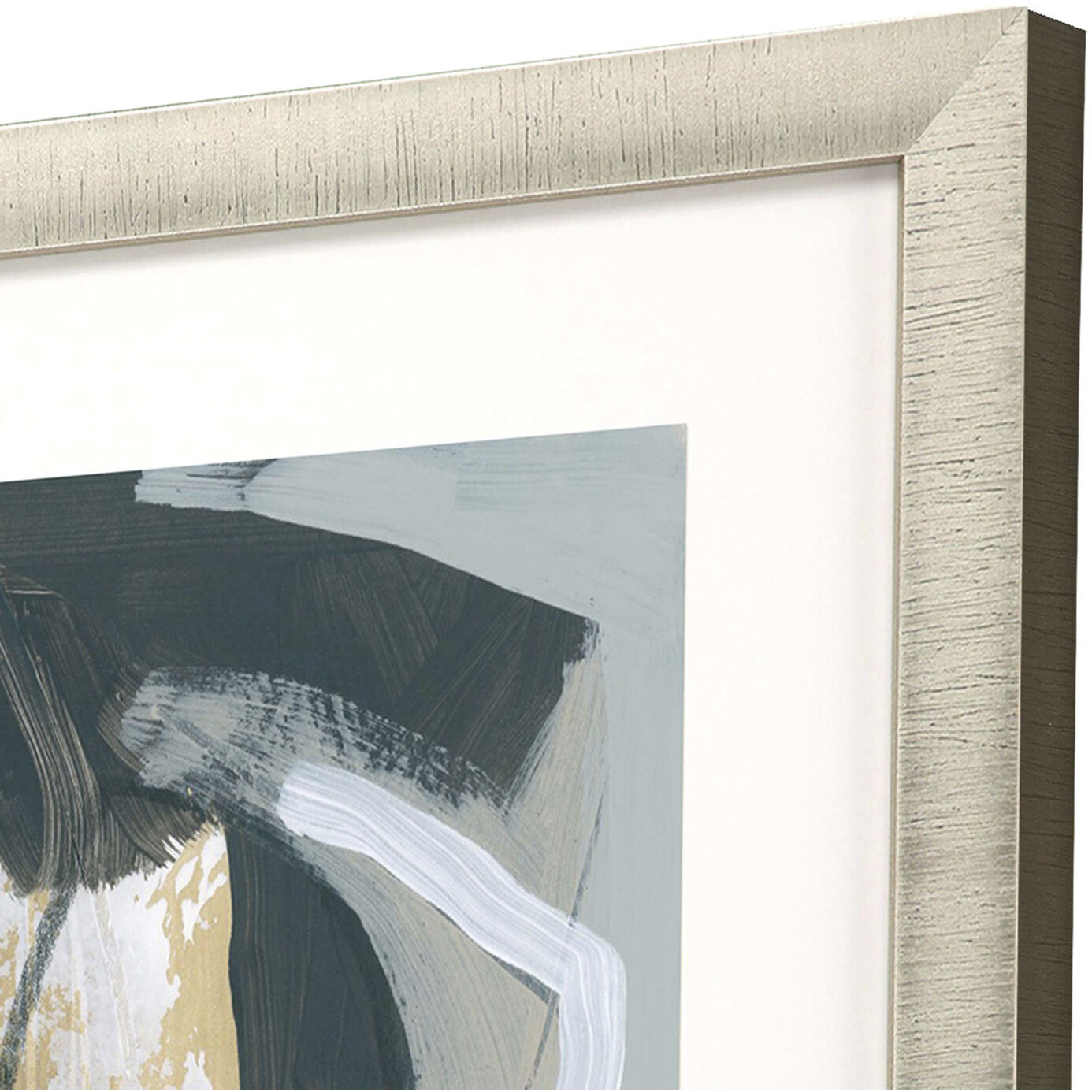 Neutral Echoes Green and Metallic and White and Neutral Framed Art