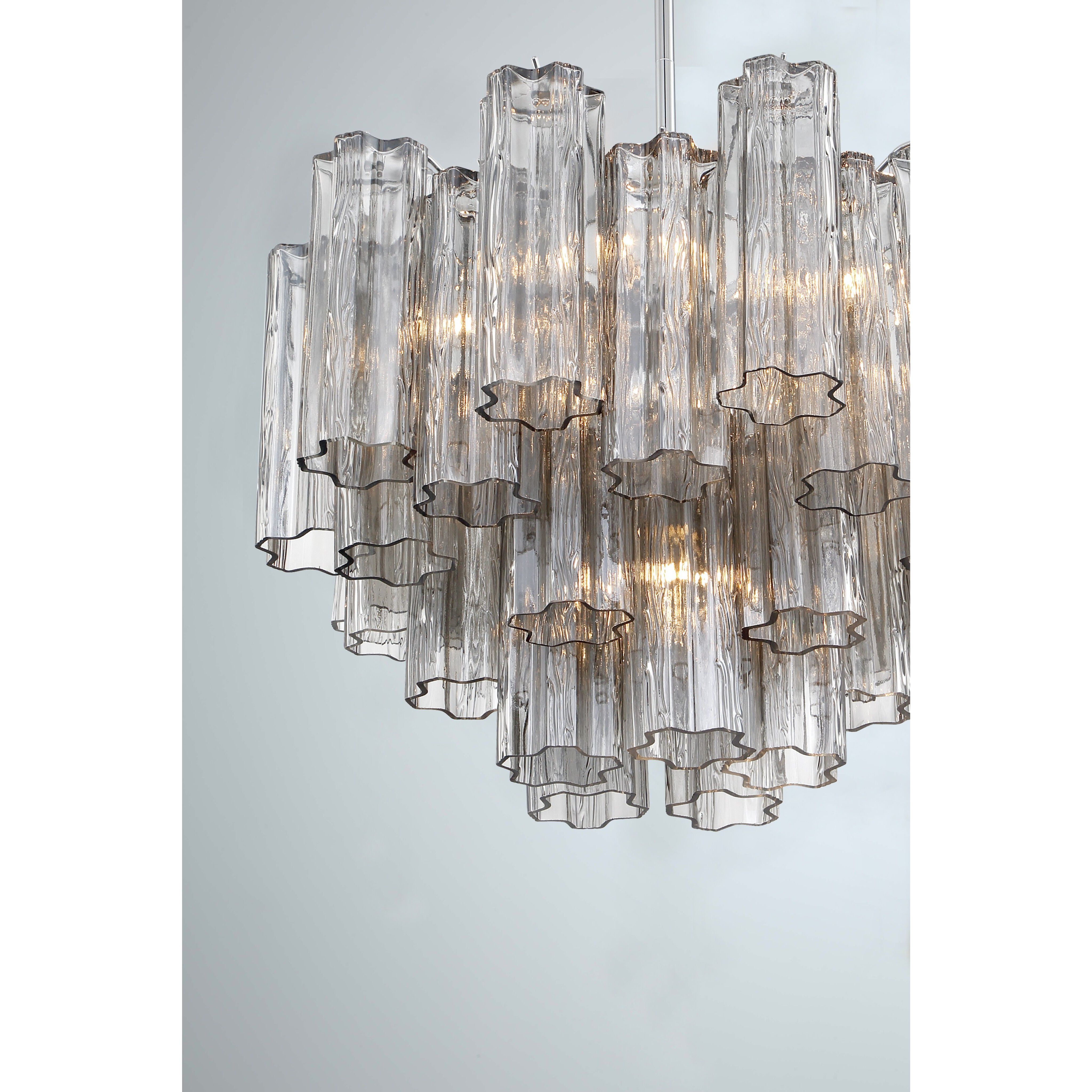 Addis 6 Light 19.75 inch Polished Chrome Chandelier Ceiling Light in Tronchi Glass Smoke