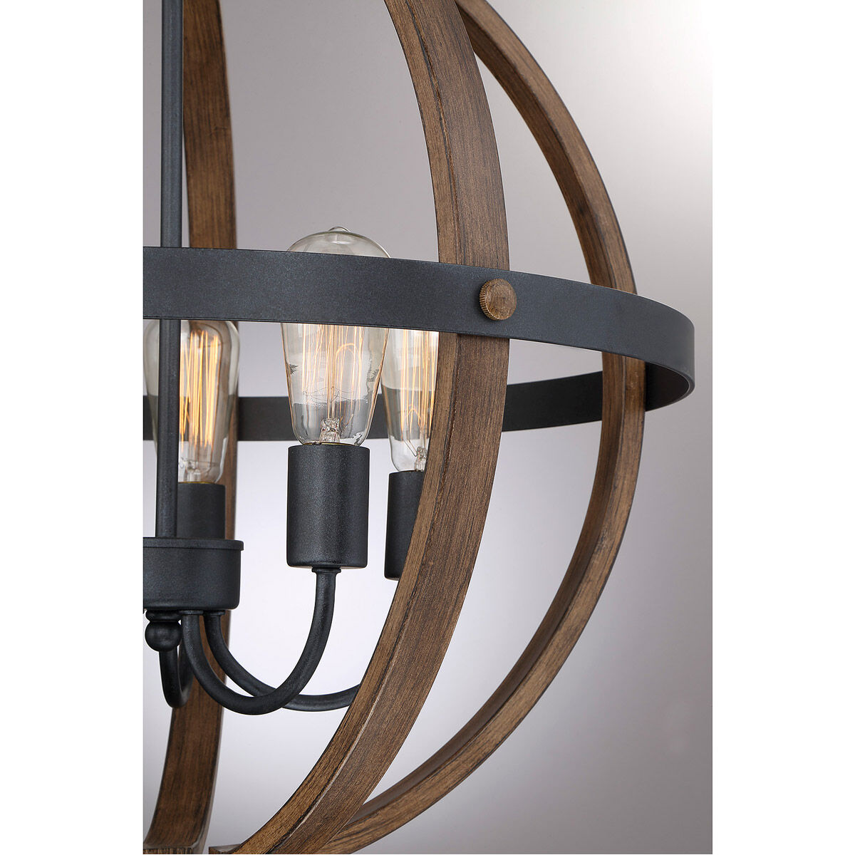 Meridian M70041WB Farmhouse 5 Light 22 inch Wood with Black