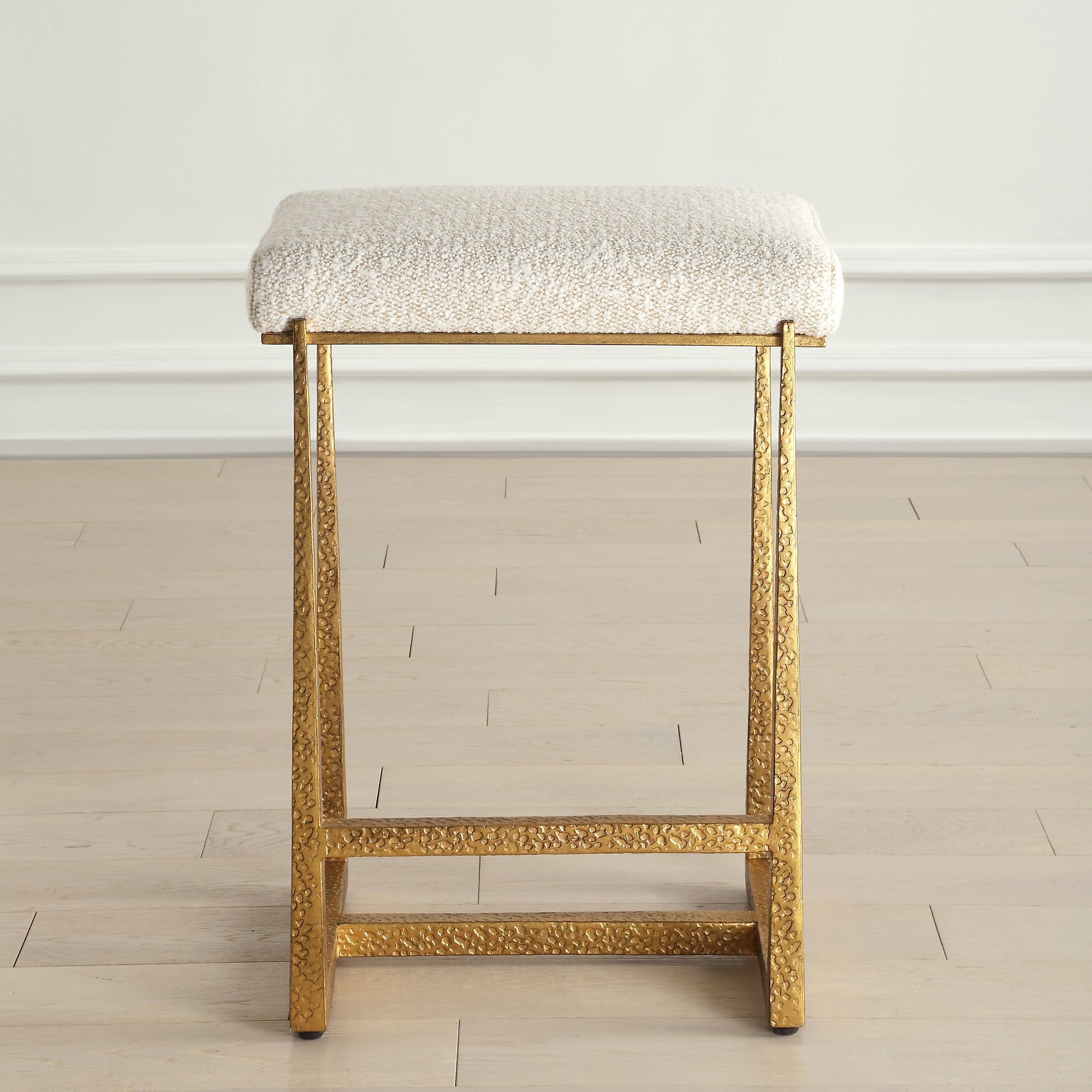 Midas 26 inch Textured Antique Gold and Driftwood Toned Polyester Counter Stool