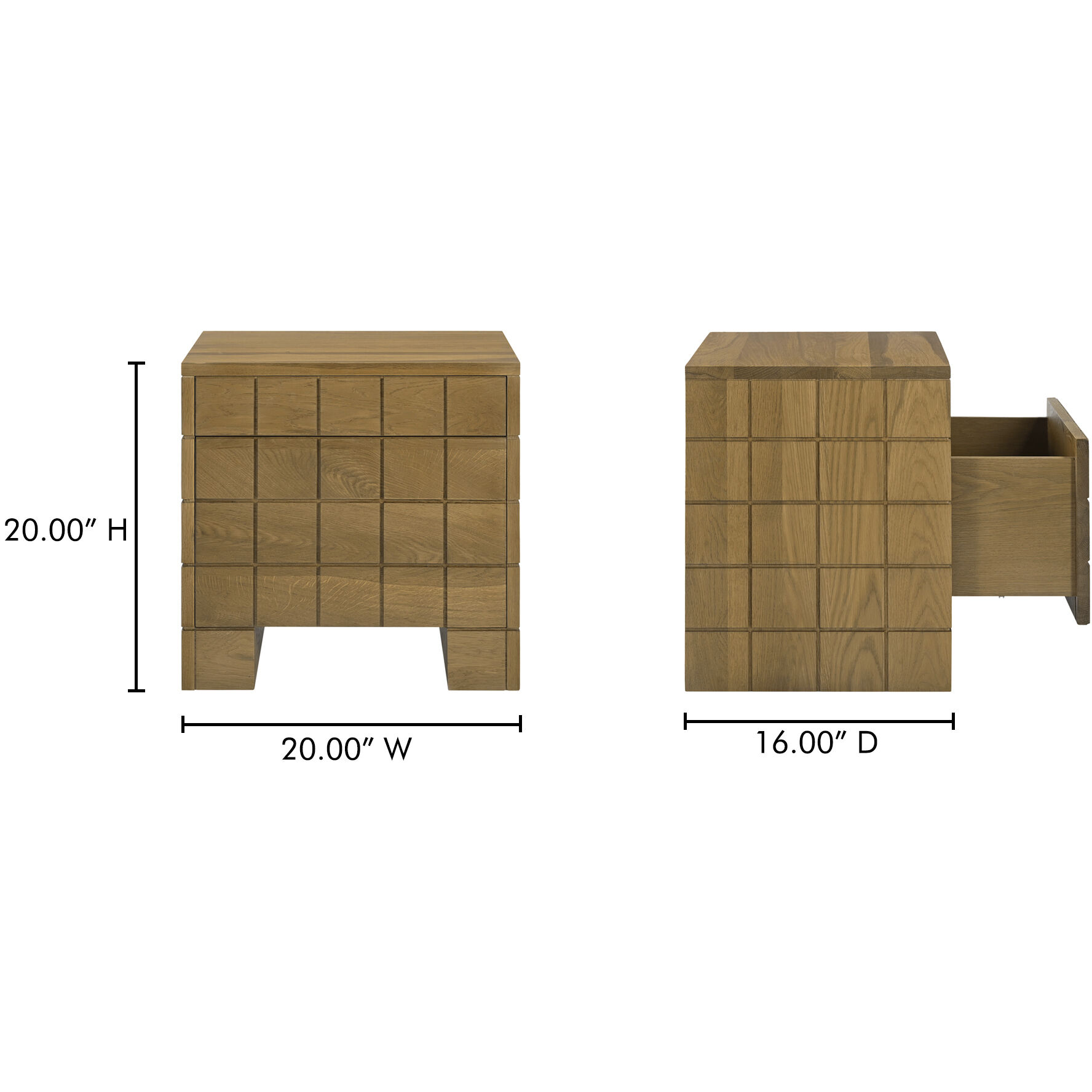 Gia 20 X 20 inch Brown Nightstand