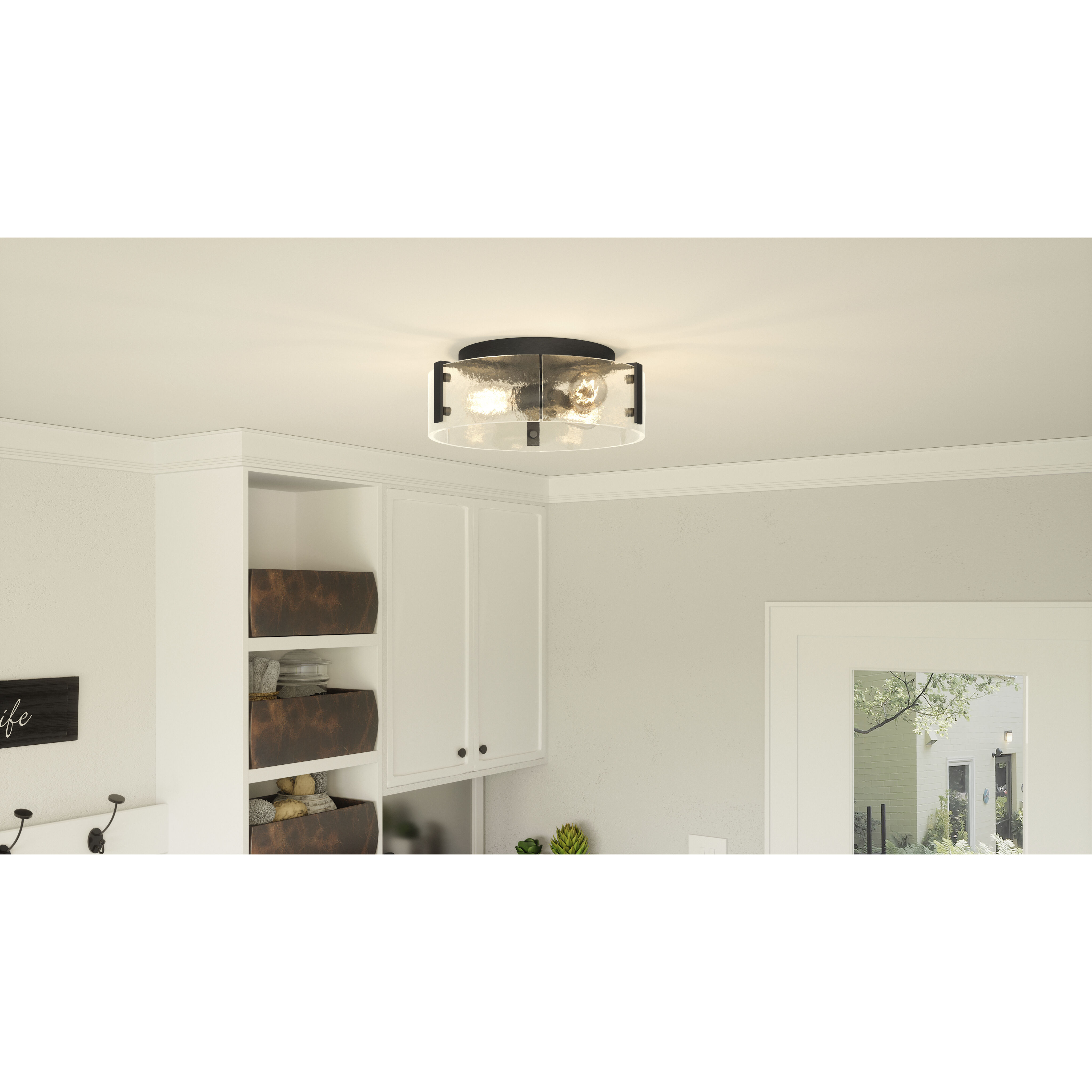 Angora 3 Light 15 inch Matte Black Flush Mount Ceiling Light
