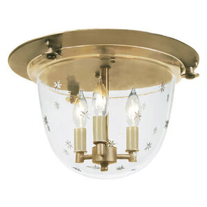 McLean 3 Light 14 inch Rubbed Brass Flush Mount Ceiling Light