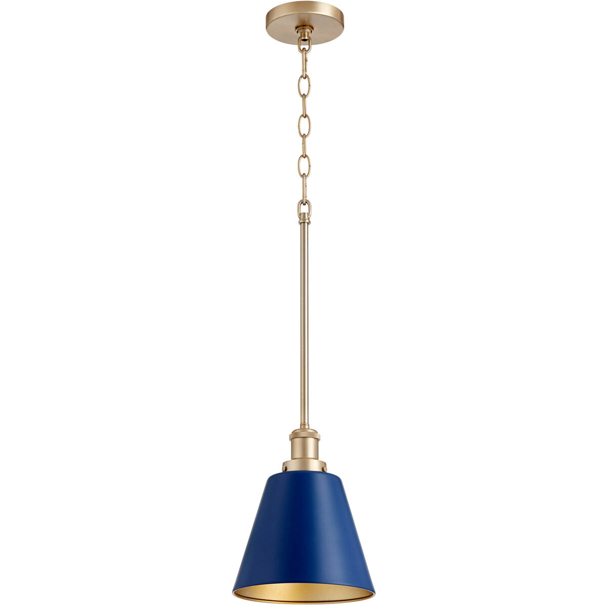 Fort Worth 1 Light 8 inch Blue and Aged Brass Mini Pendant Ceiling Light