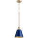 Fort Worth 1 Light 8 inch Blue and Aged Brass Mini Pendant Ceiling Light