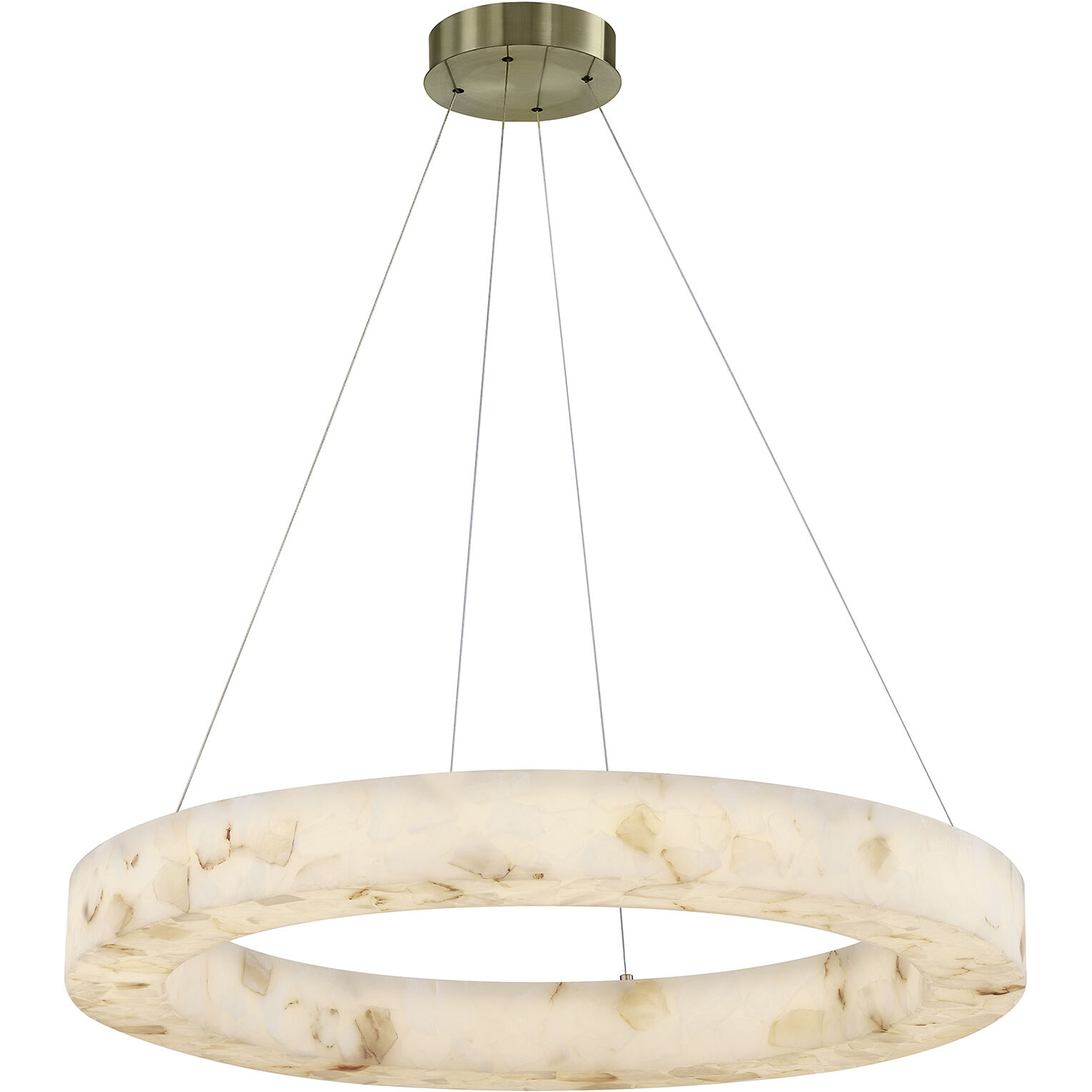 LumenAria LED 32 inch Brushed Brass Pendant Ceiling Light in Alabaster Rocks