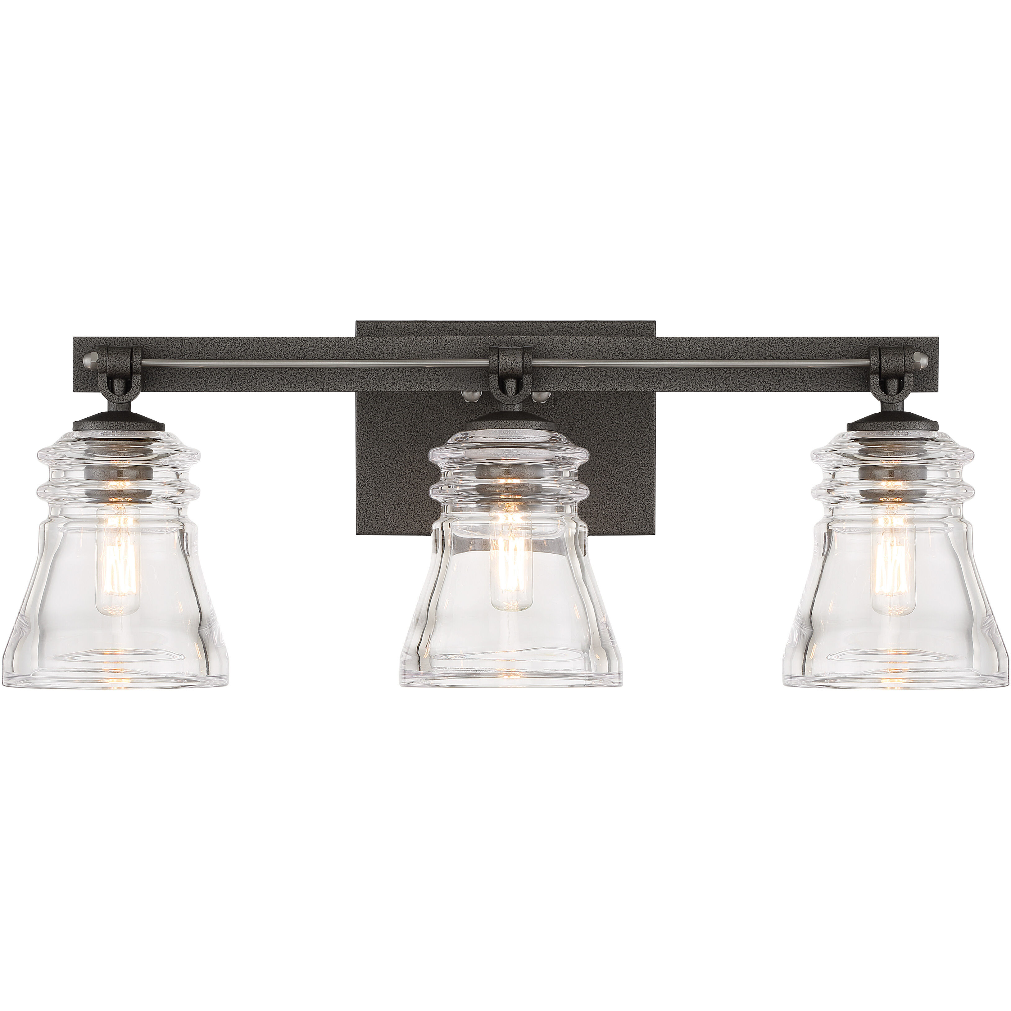 Graham Avenue 3 Light 22 inch Smoked Iron/Brushed Nickel Bath Light Wall Light