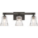 Graham Avenue 3 Light 22 inch Smoked Iron/Brushed Nickel Bath Light Wall Light