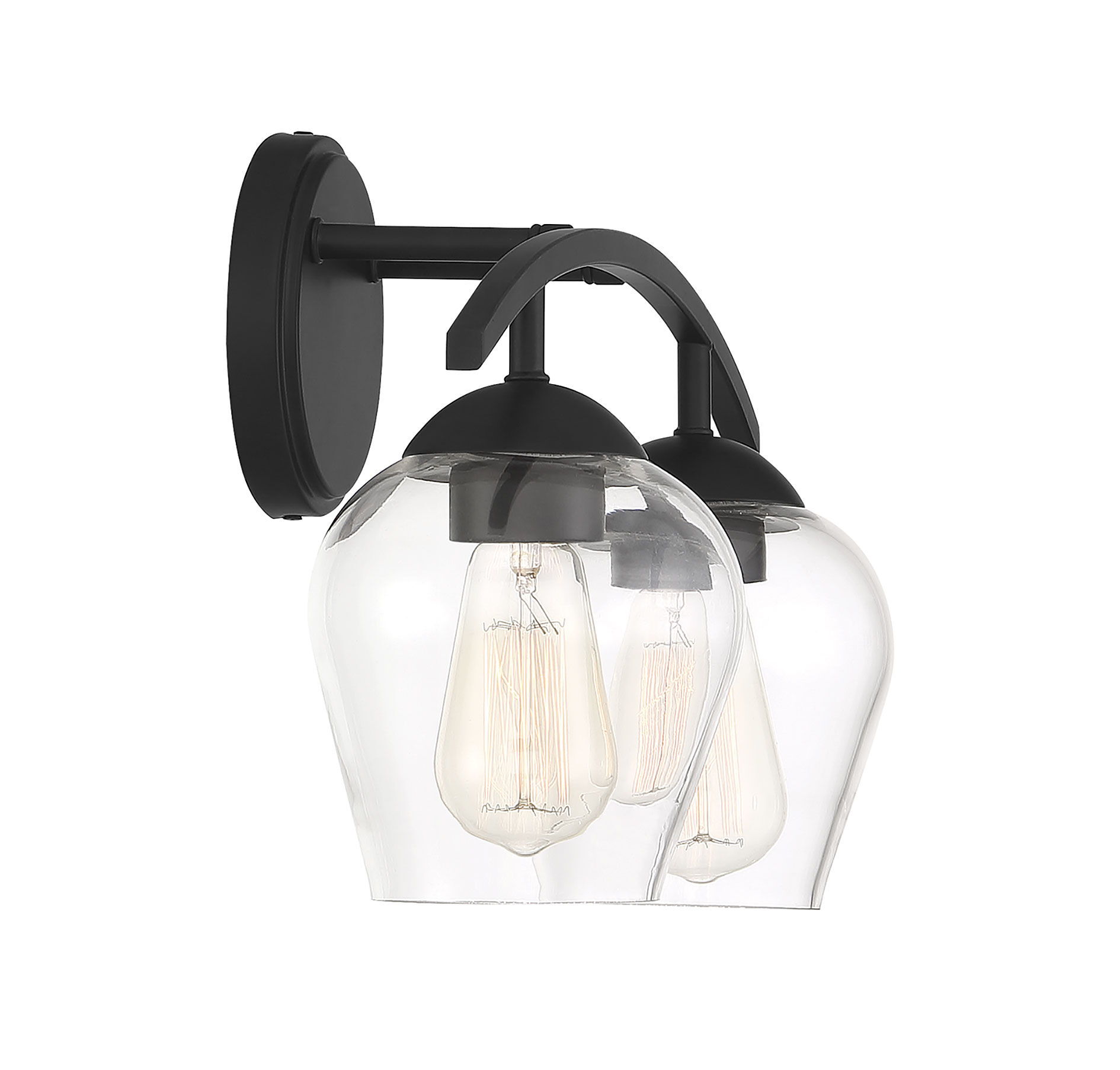 Transitional 2 Light 16 inch Matte Black Bathroom Vanity Light Wall Light