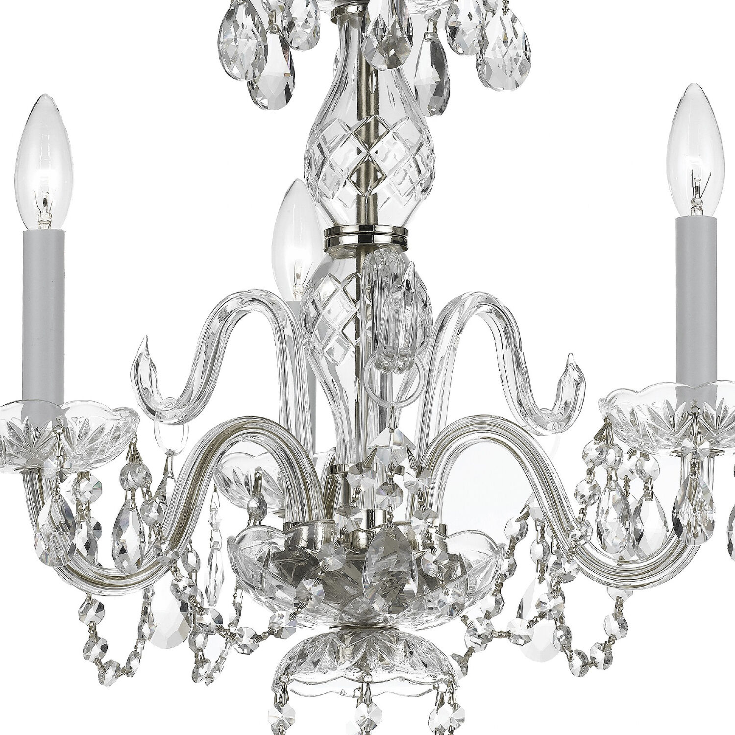 Traditional Crystal 3 Light 16 inch Polished Chrome Mini Chandelier Ceiling Light in Clear Hand Cut