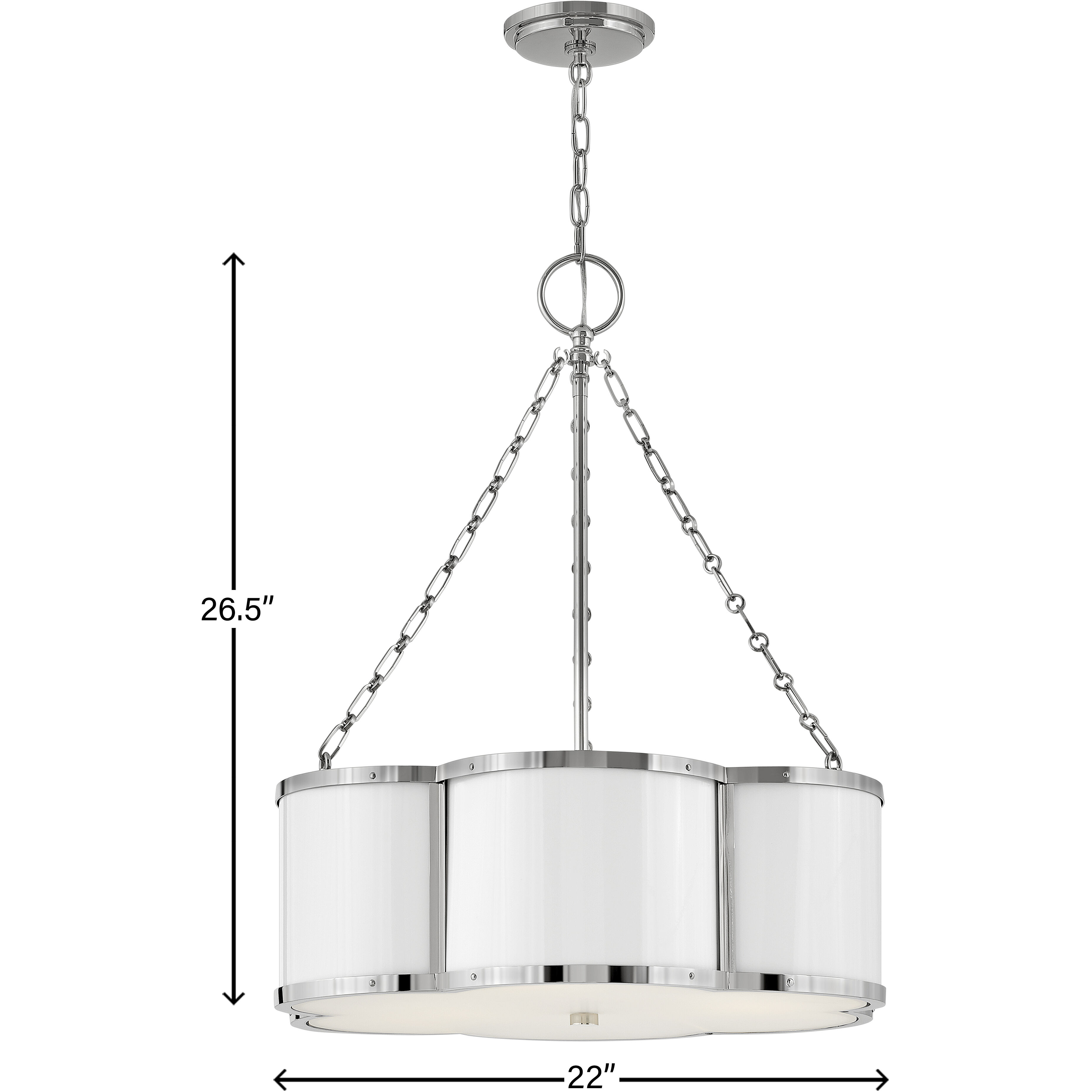 Chance 3 Light 22 inch Polished Nickel with Polished White Indoor Chandelier Ceiling Light