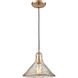 Hand Formed Glass 1 Light 10 inch Satin Brass Mini Pendant Ceiling Light