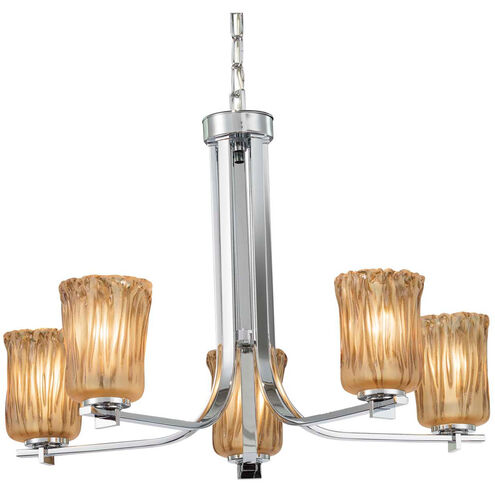 Veneto Luce 5 Light 27 inch Polished Chrome Chandelier Ceiling Light in Clear Textured (Veneto Luce), Tulip with Rippled Rim, Incandescent