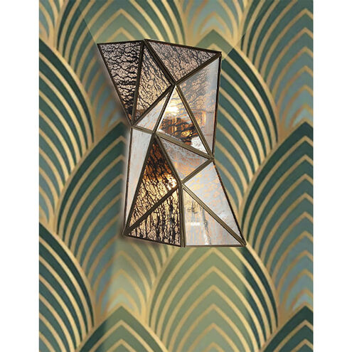 Geo-Gem 2 Light 9.5 inch Brass Antique Wall Sconce Wall Light