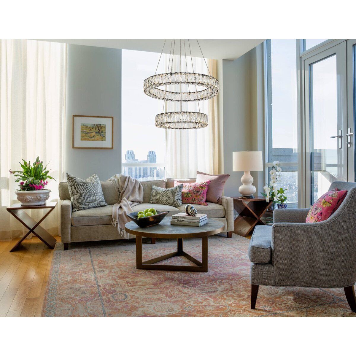 Monroe 2 Light 24 inch Black Pendant Ceiling Light