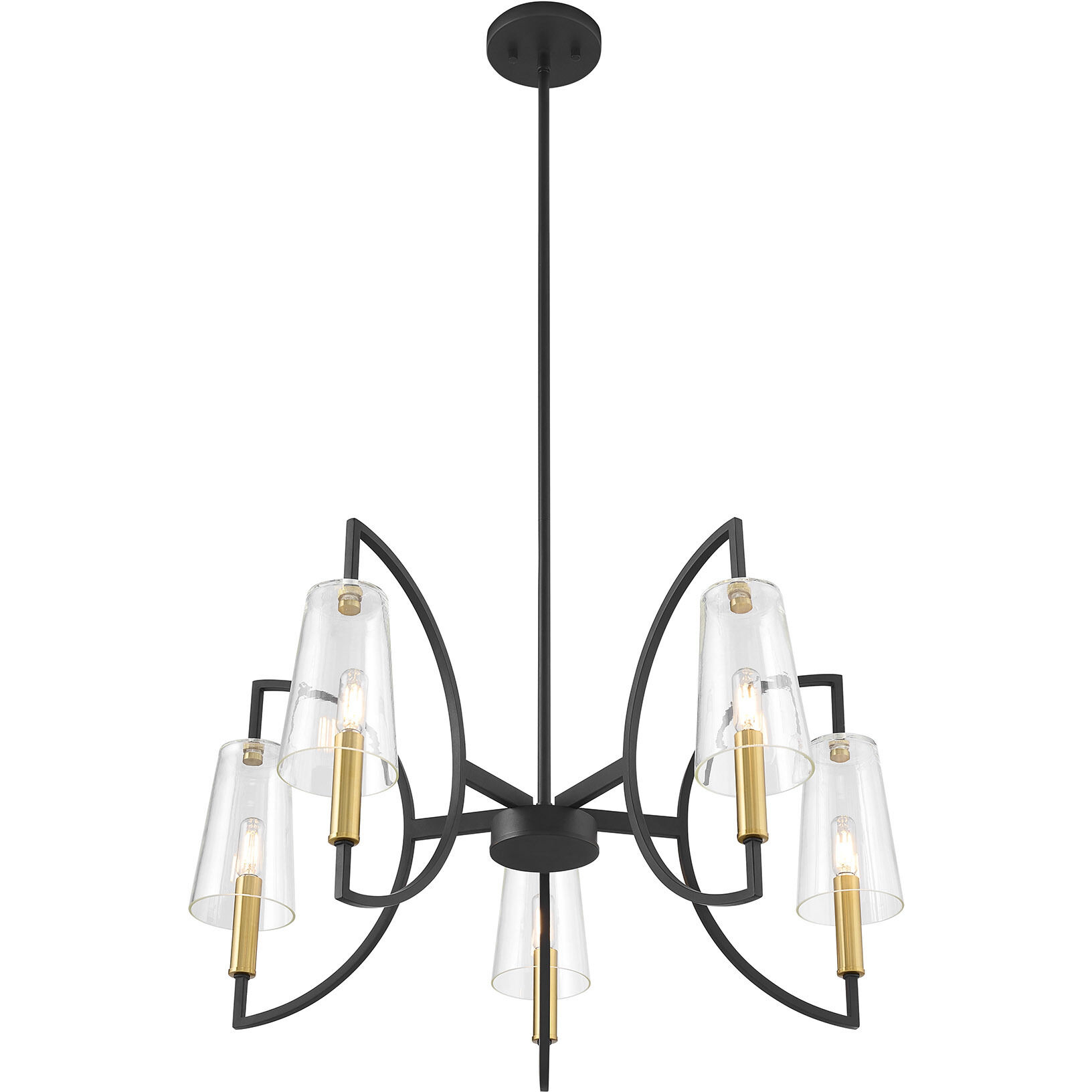 Hanley 5 Light 28 inch Matte Black and Warm Brass Chandelier Ceiling Light
