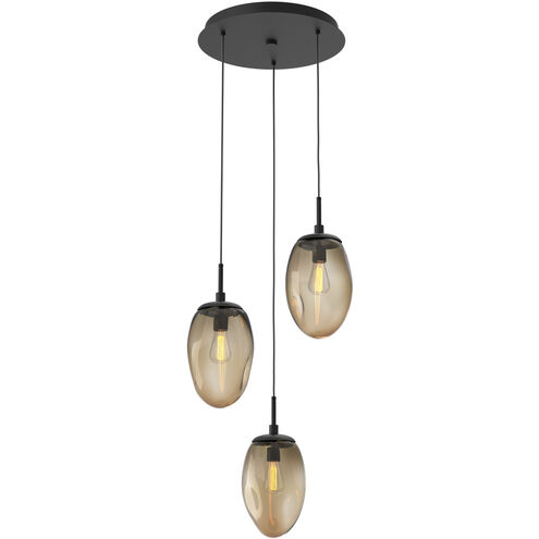 Meteo Incandescent 3 Light Matte Black Chandelier Ceiling Light, Round Multi-Port
