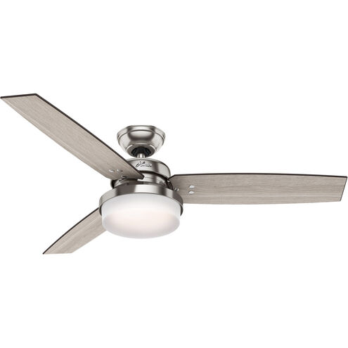 Sentinel 52 inch Brushed Nickel with Light Gray Oak/Greyed Walnut Blades Ceiling Fan