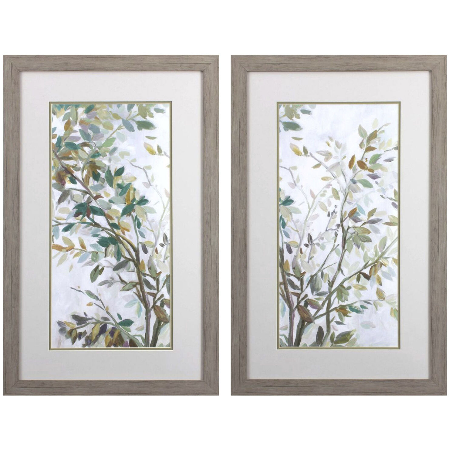 Florals Green and Brown and Orange and Gray Framed Art, Propac