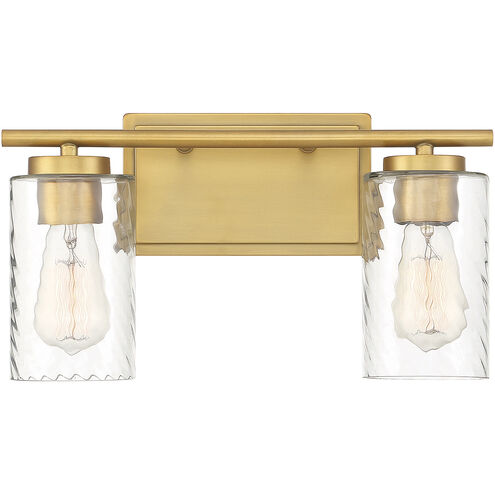 Transitional 2 Light 15 inch Natural Brass Bathroom Vanity Light Wall Light